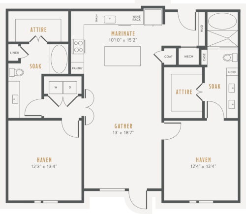 Alexan Lower Greenville Two Bedrooms Floor Plans B2