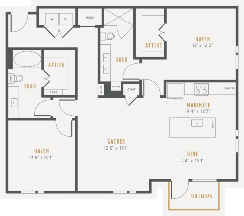 Alexan Lower Greenville Two Bedrooms Floor Plans B3