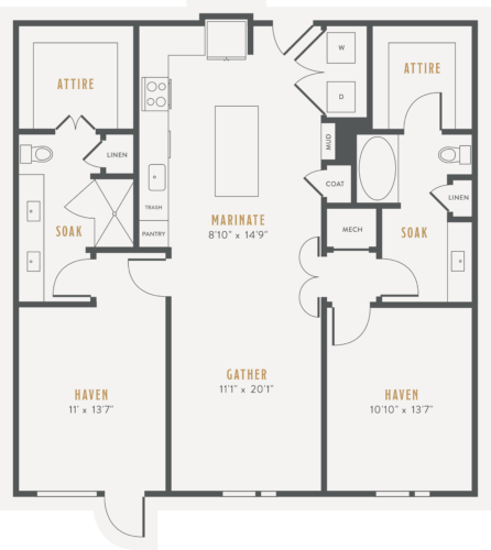 Alexan Lower Greenville Two Bedrooms Floor Plans B4